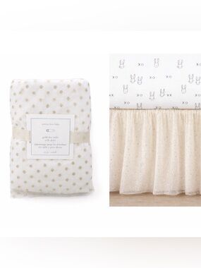 Pottery Barn Kids Gold Dot Tulle Crib Skirt Nursery NWT